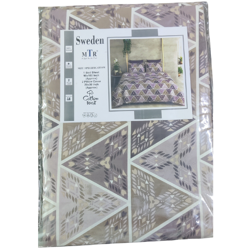 Sweden Classy Threads Queen Size Geometric Triangle Printed Cotton Bedsheet Set